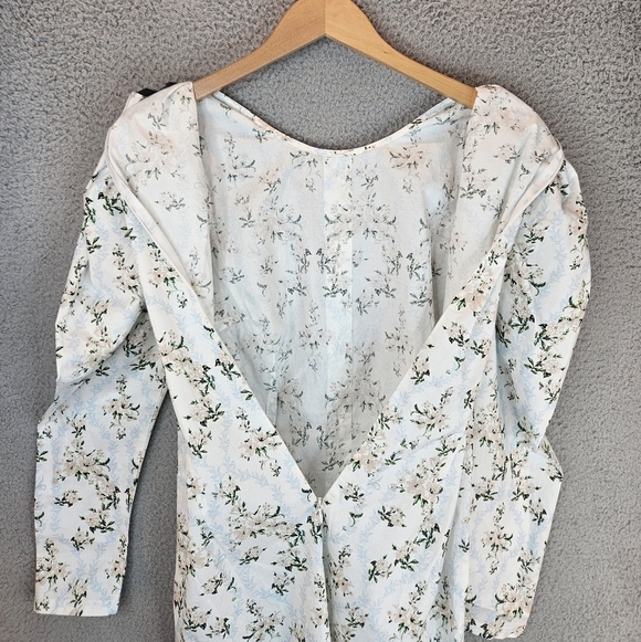 Daniel Bernstein Mini Dress Womens Sz M Floral Dramatic Shoulders Rhinestone - Picture 12 of 13